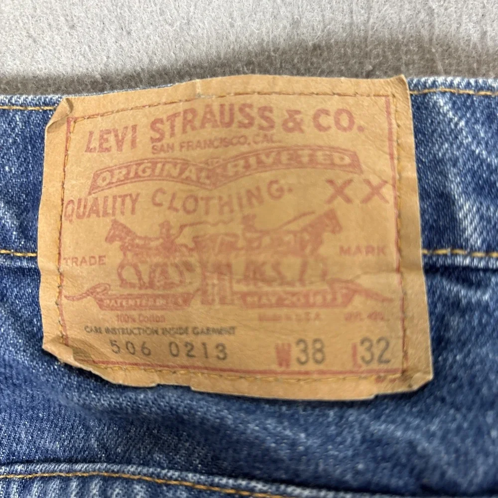 VTG Levi's 506 Men's Straight Leg Stonewash Denim Jeans Size 38X32 Late 80's